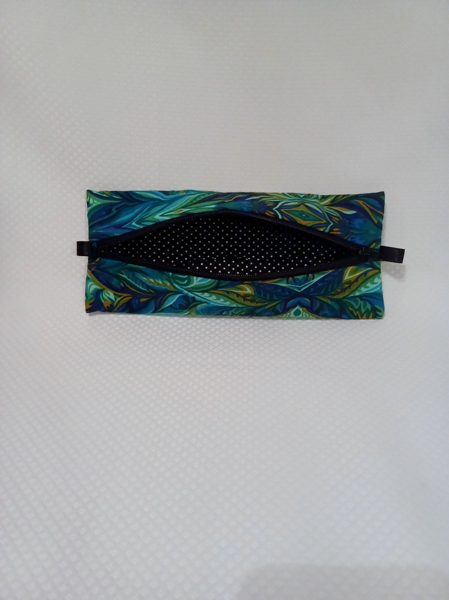Zippered Pouch in Marbled Greens and Blues