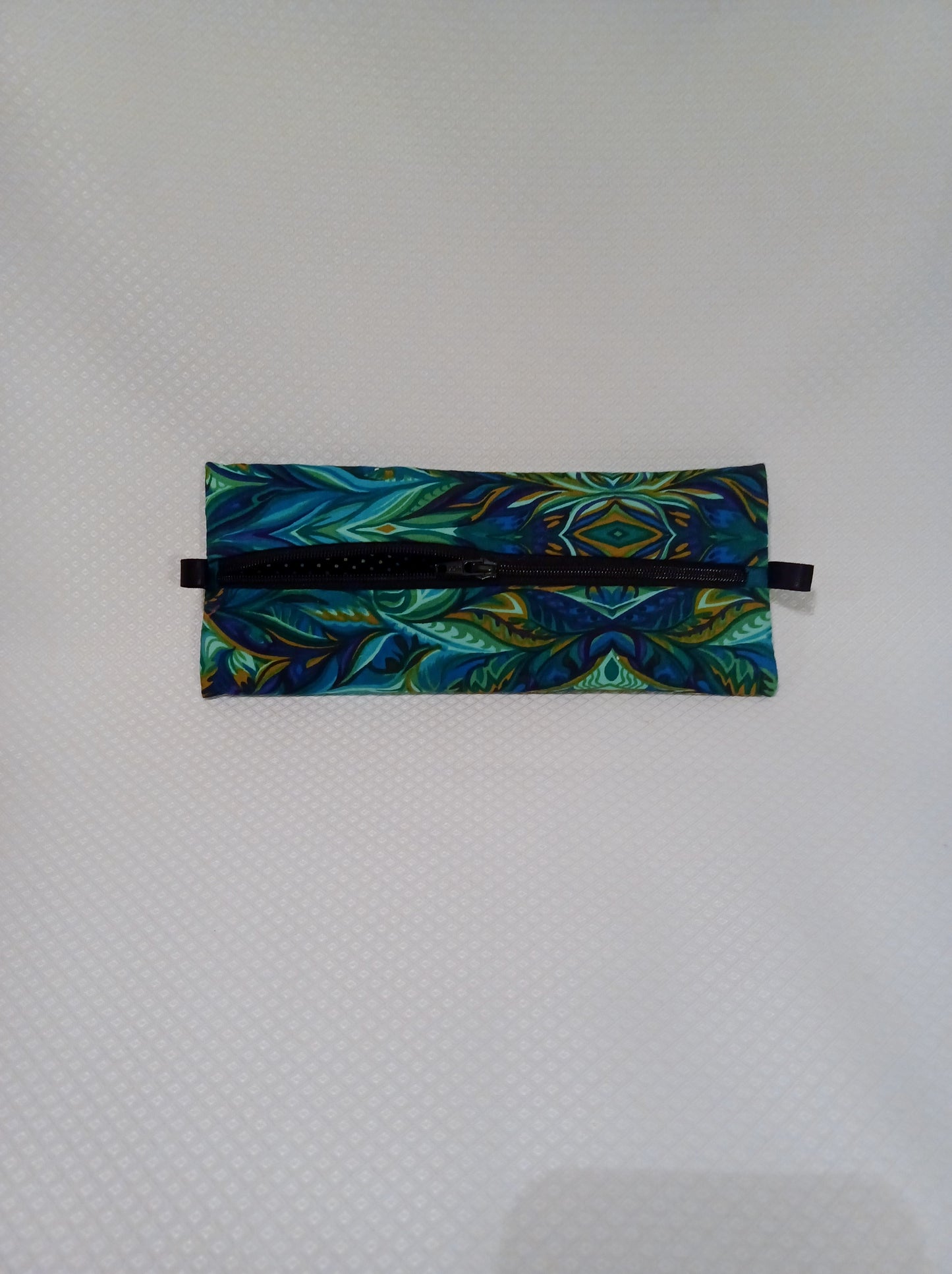 Zippered Pouch in Marbled Greens and Blues