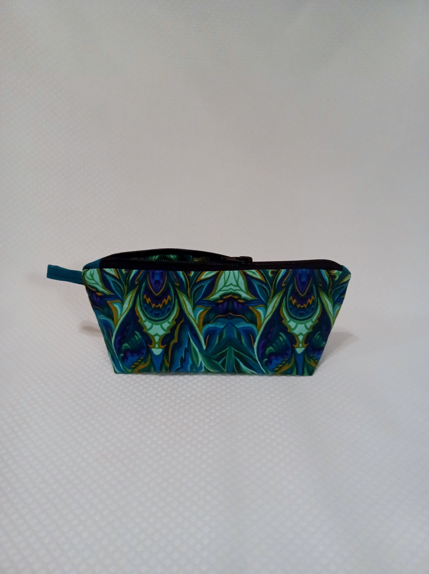 Zippered Pouch in Marbled Greens and Blues