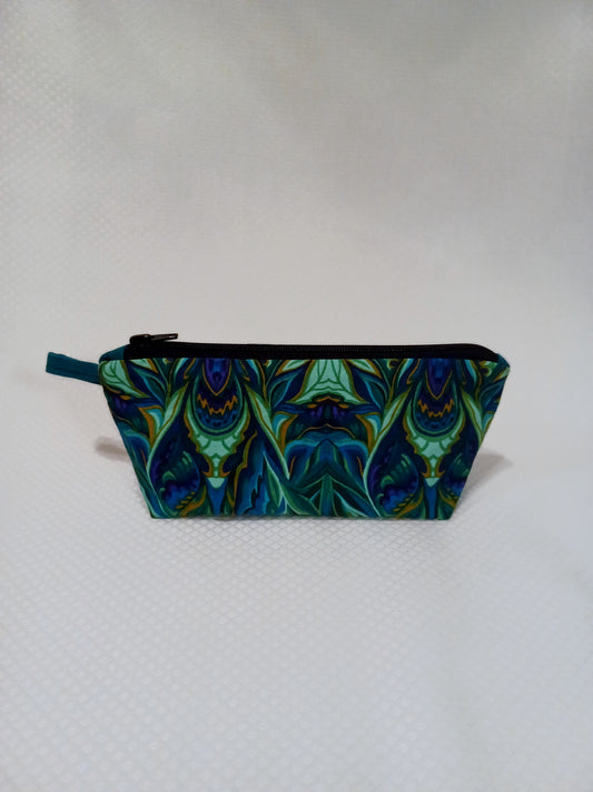 Zippered Pouch in Marbled Greens and Blues