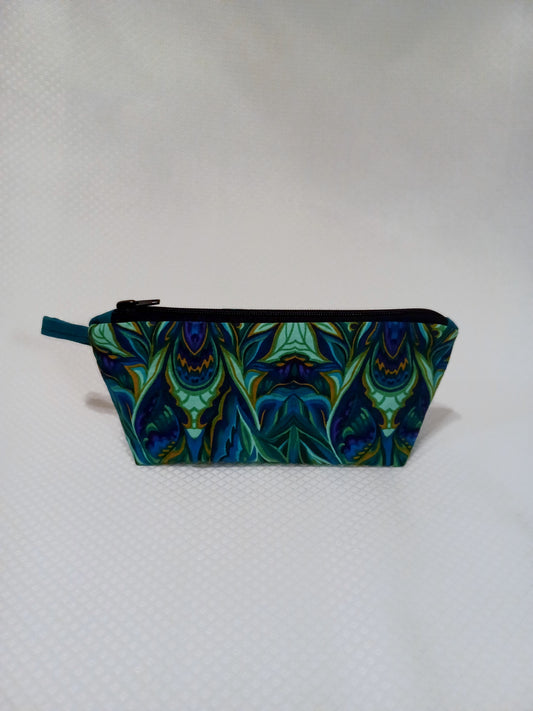 Zippered Pouch in Marbled Greens and Blues