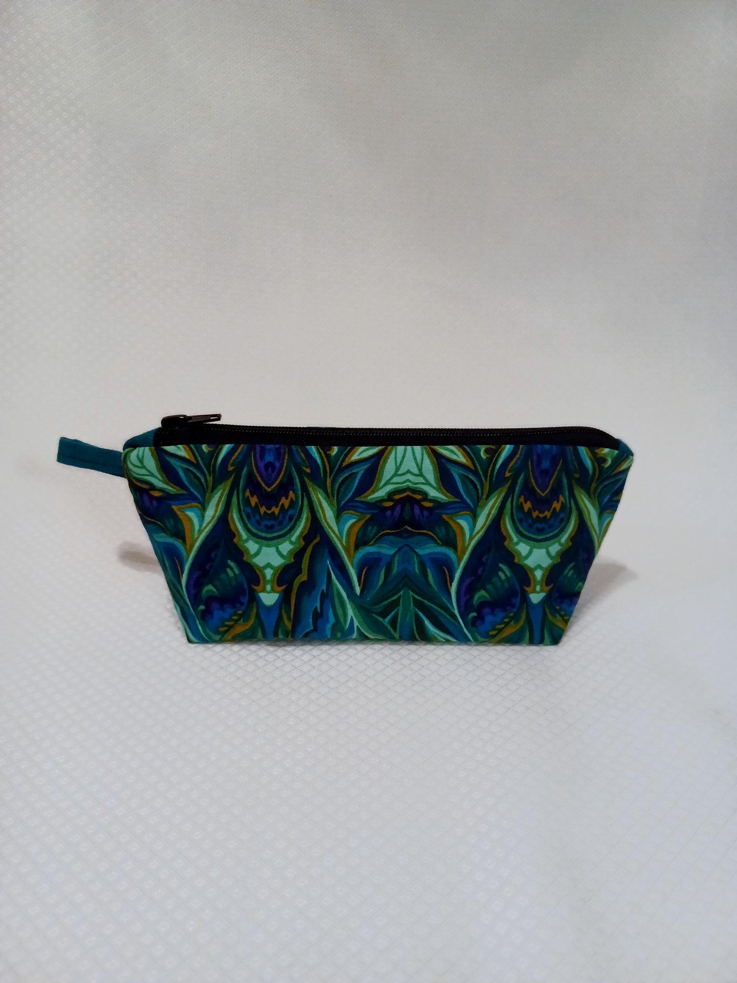 Zippered Pouch in Marbled Greens and Blues