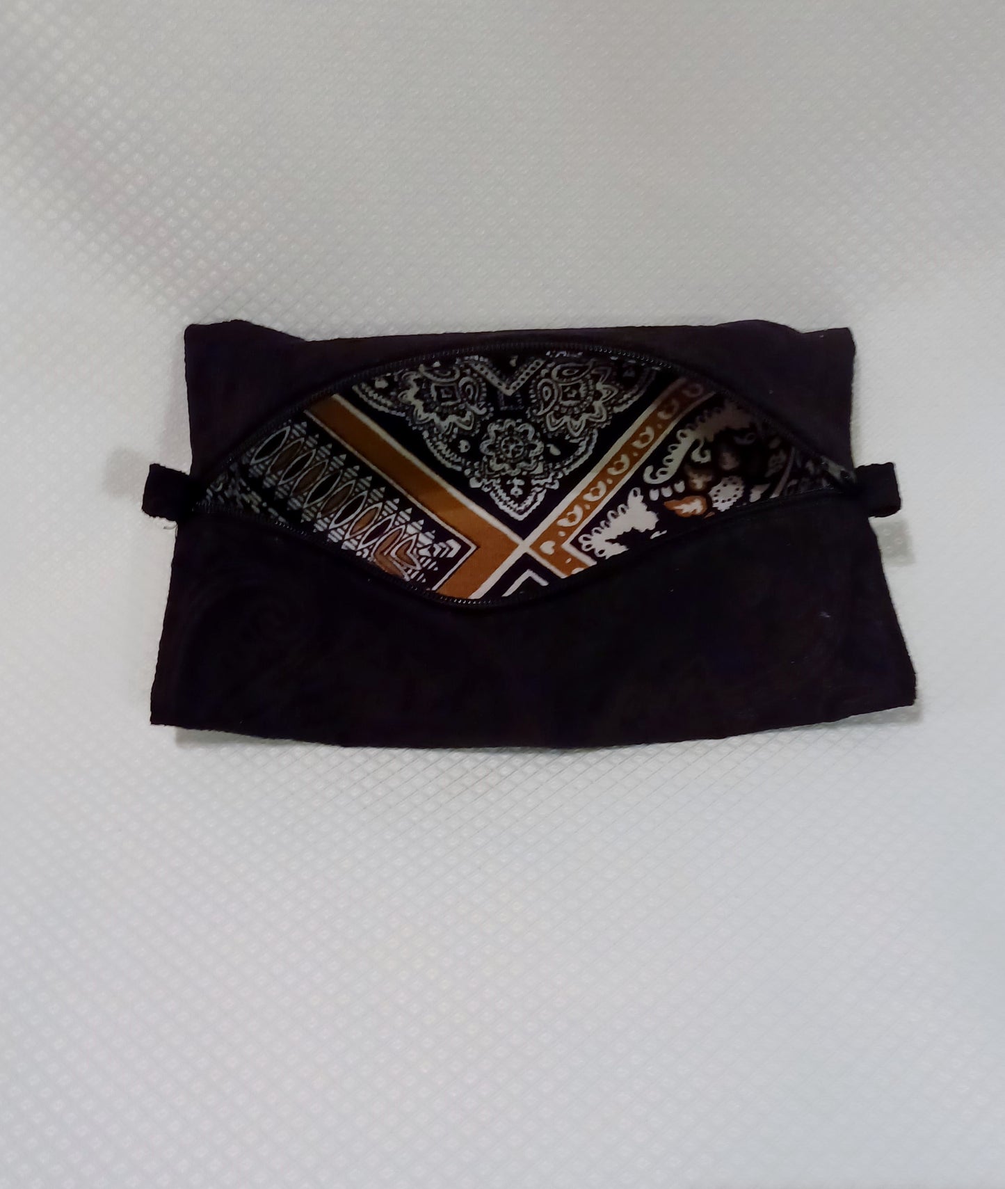 Black Paisley Suede Zippered Pouch